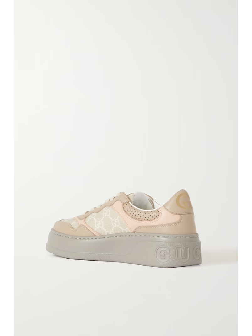 GG Supreme leather and logo-jacquard canvas sneakers GG Supreme leather and logo-jacquard canvas sneakers