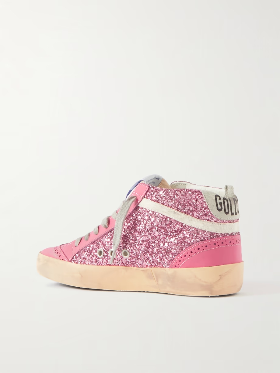 Superstar glittered distressed leather sneakers Superstar glittered distressed leather sneakers
