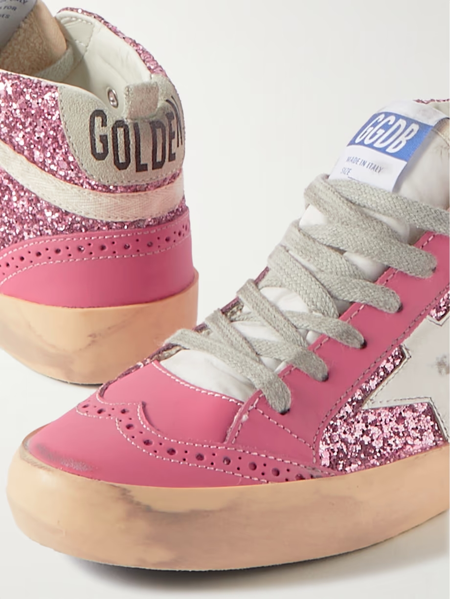 Superstar glittered distressed leather sneakers Superstar glittered distressed leather sneakers