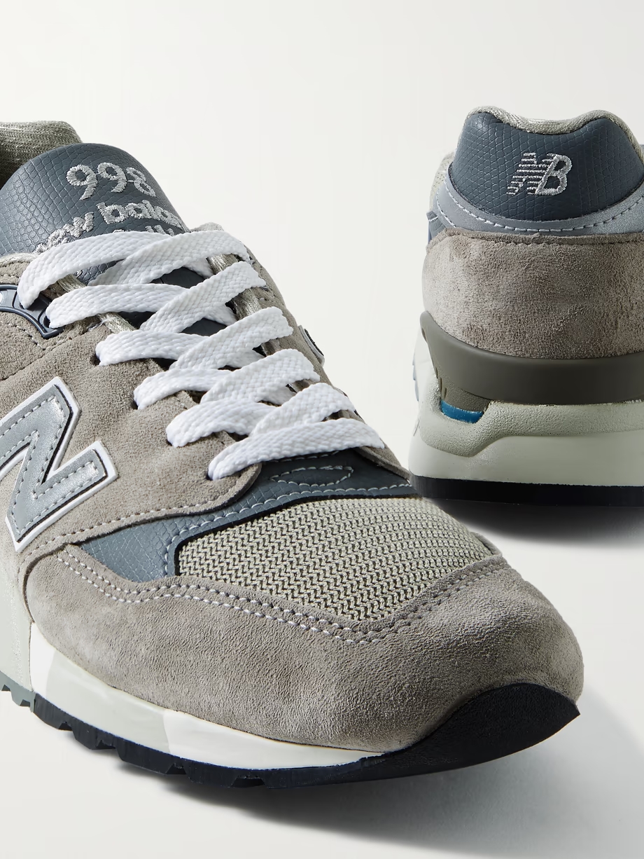 Made in USA 998 Core rubber-trimmed leather, mesh and suede sneakers Made in USA 998 Core rubber-trimmed leather, mesh and suede sneakers