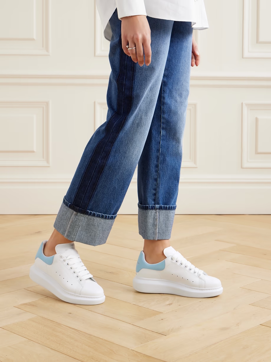 Suede-trimmed leather exaggerated-sole sneakers Suede-trimmed leather exaggerated-sole sneakers