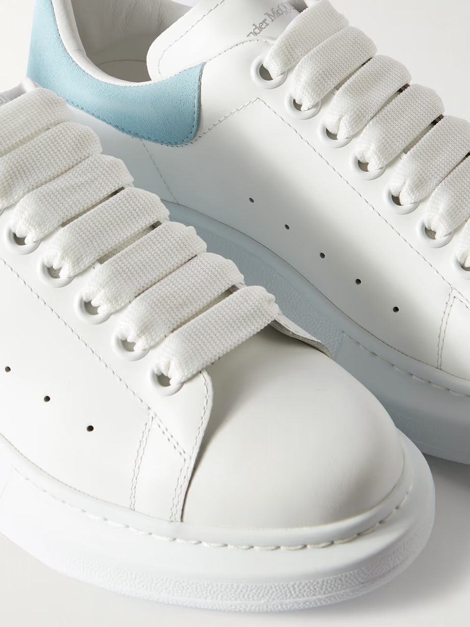 Suede-trimmed leather exaggerated-sole sneakers Suede-trimmed leather exaggerated-sole sneakers