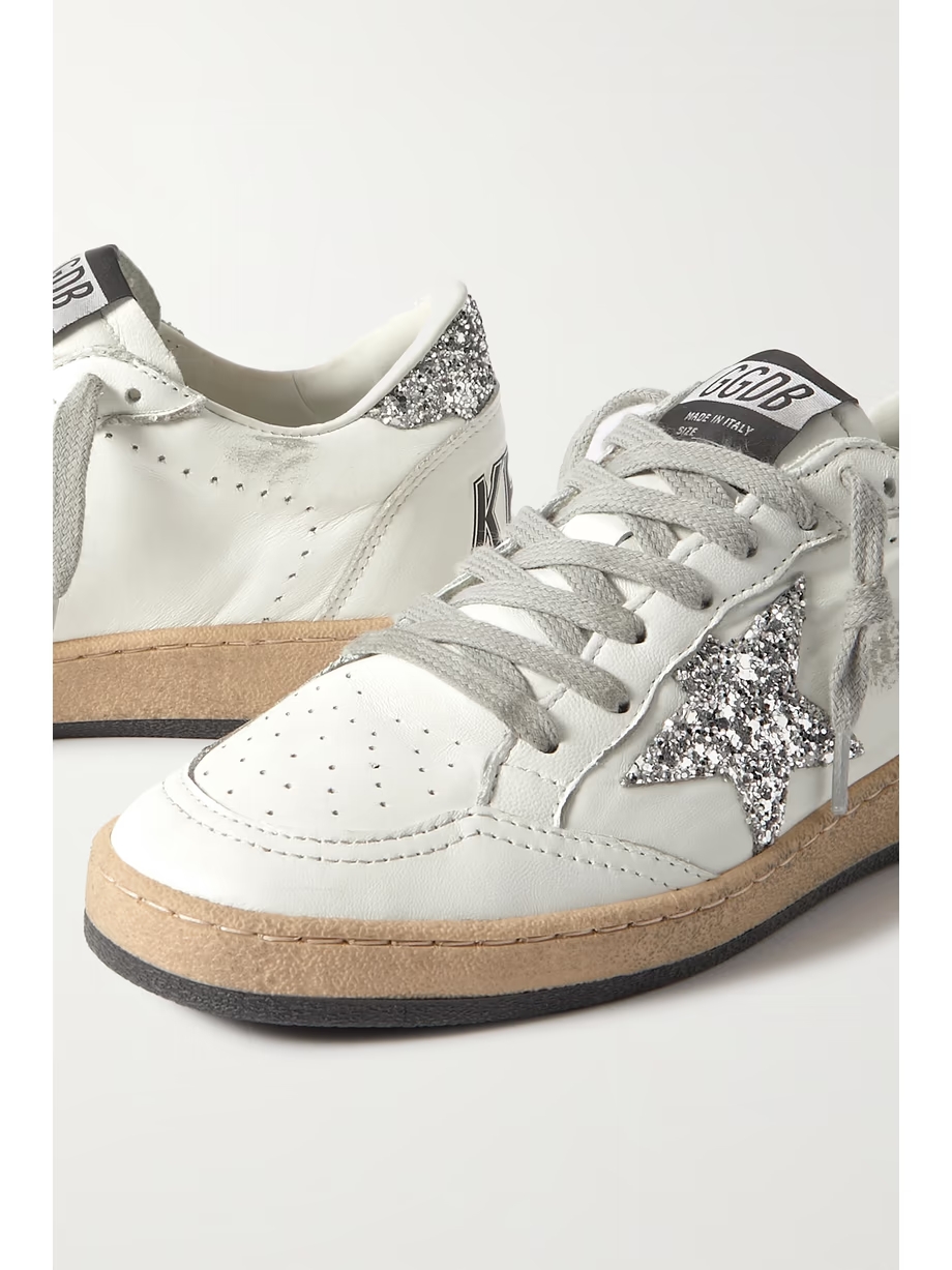 Ball Star distressed glittered leather sneakers Ball Star distressed glittered leather sneakers