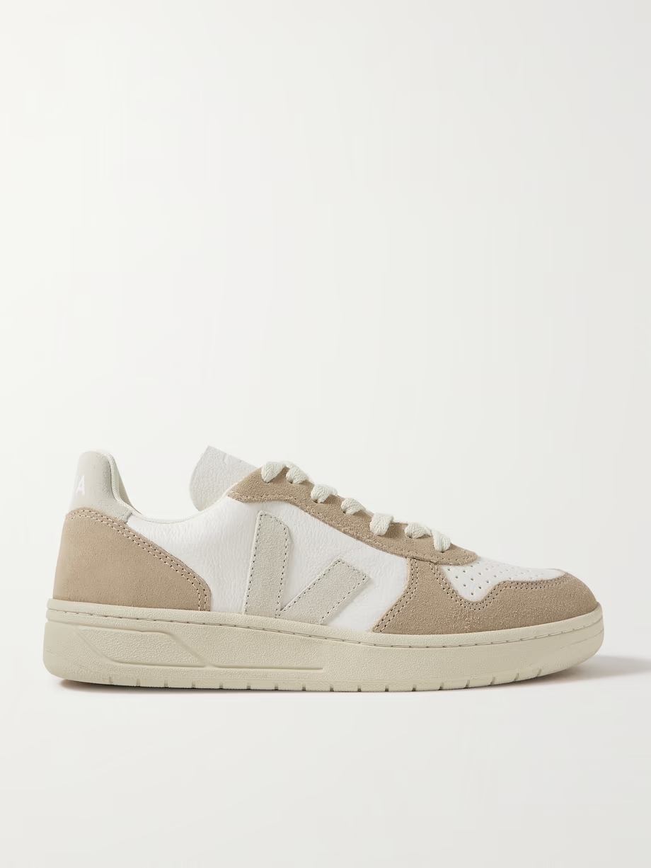 V-10 suede-trimmed leather sneakers V-10 suede-trimmed leather sneakers