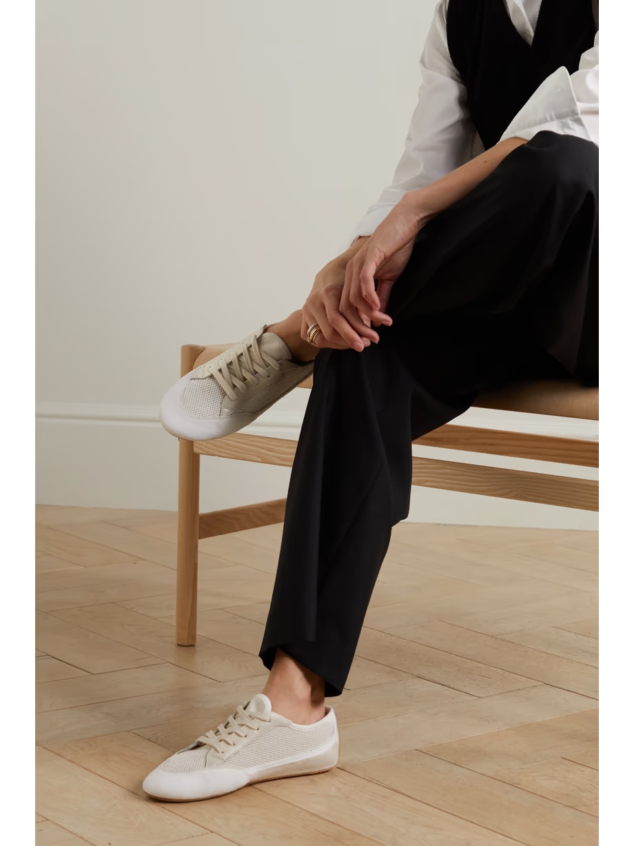 Bonnie leather-trimmed suede, mesh and canvas sneakers Bonnie leather-trimmed suede, mesh and canvas sneakers