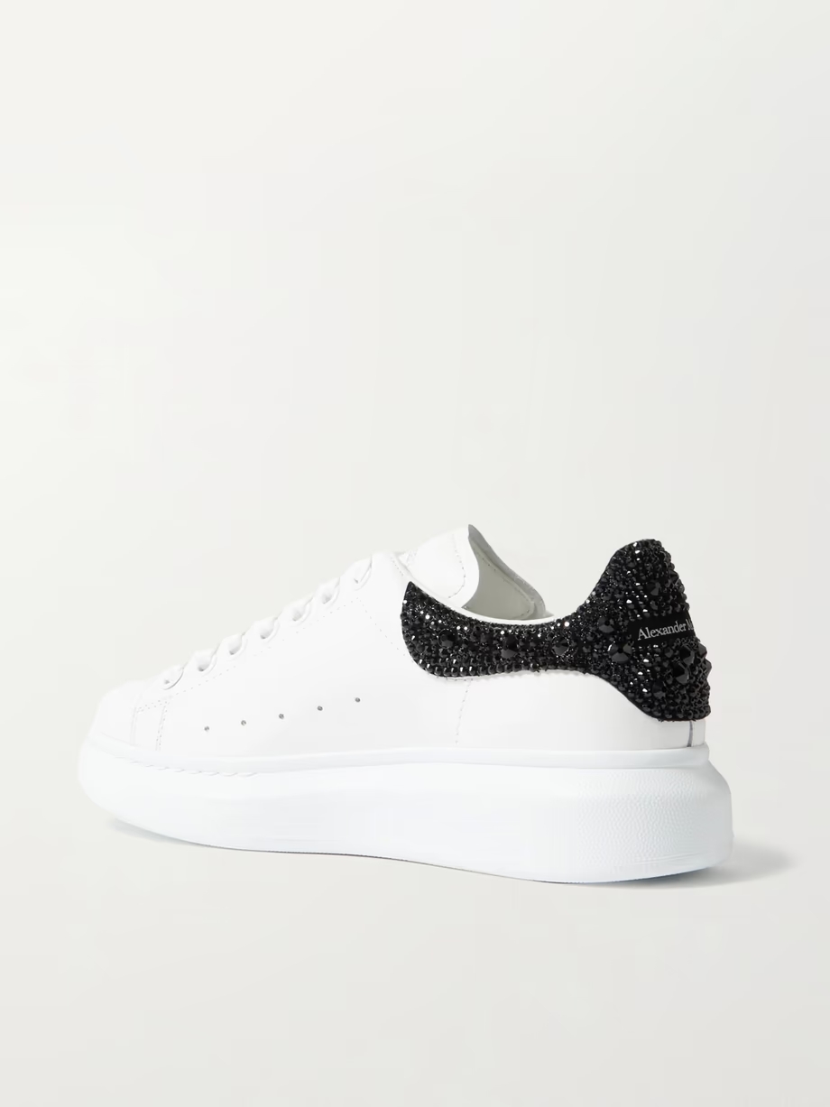 Crystal-embellished leather exaggerated-sole sneakers Crystal-embellished leather exaggerated-sole sneakers