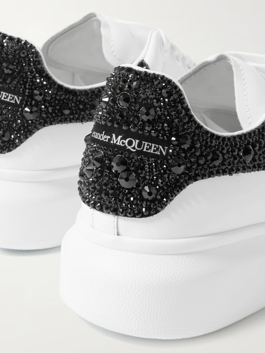 Crystal-embellished leather exaggerated-sole sneakers Crystal-embellished leather exaggerated-sole sneakers