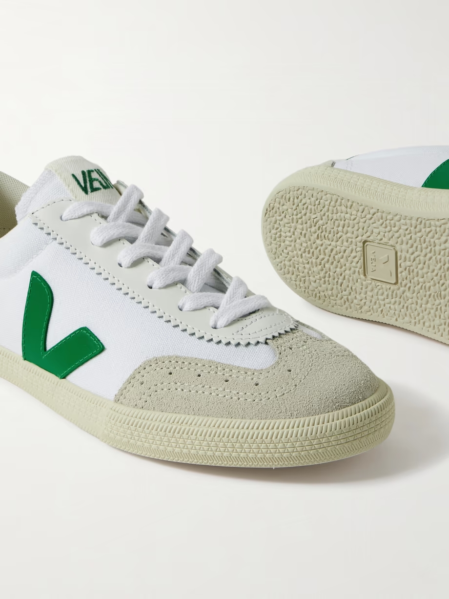 Volley leather and suede-trimmed canvas sneakers Volley leather and suede-trimmed canvas sneakers