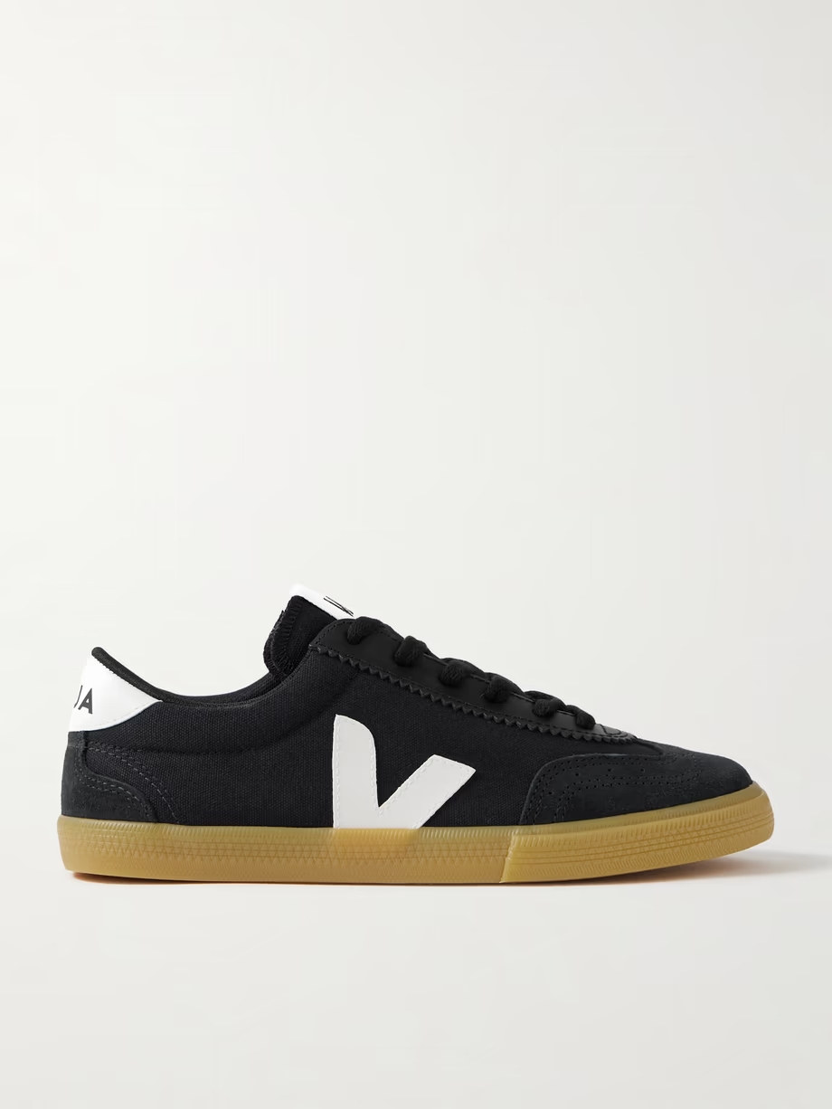 Volley suede and leather-trimmed canvas sneakers Volley suede and leather-trimmed canvas sneakers
