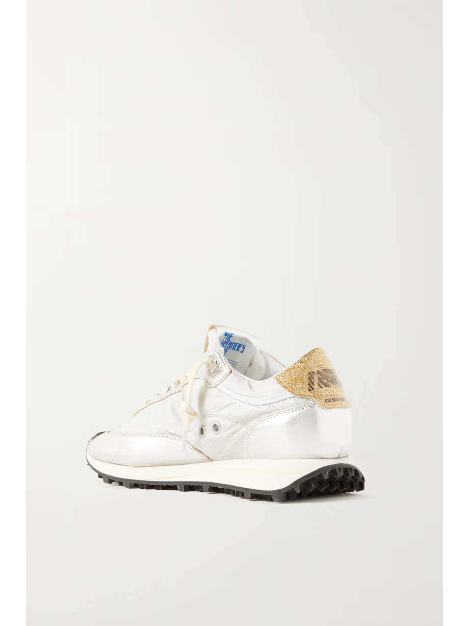 Running Marathon metallic leather-trimmed shell sneakers Running Marathon metallic leather-trimmed shell sneakers