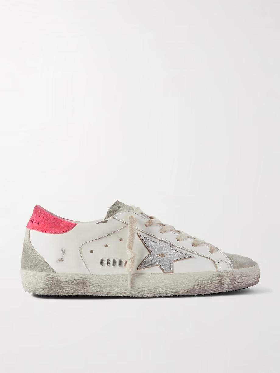 Super-Star distressed suede-trimmed leather sneakers Super-Star distressed suede-trimmed leather sneakers