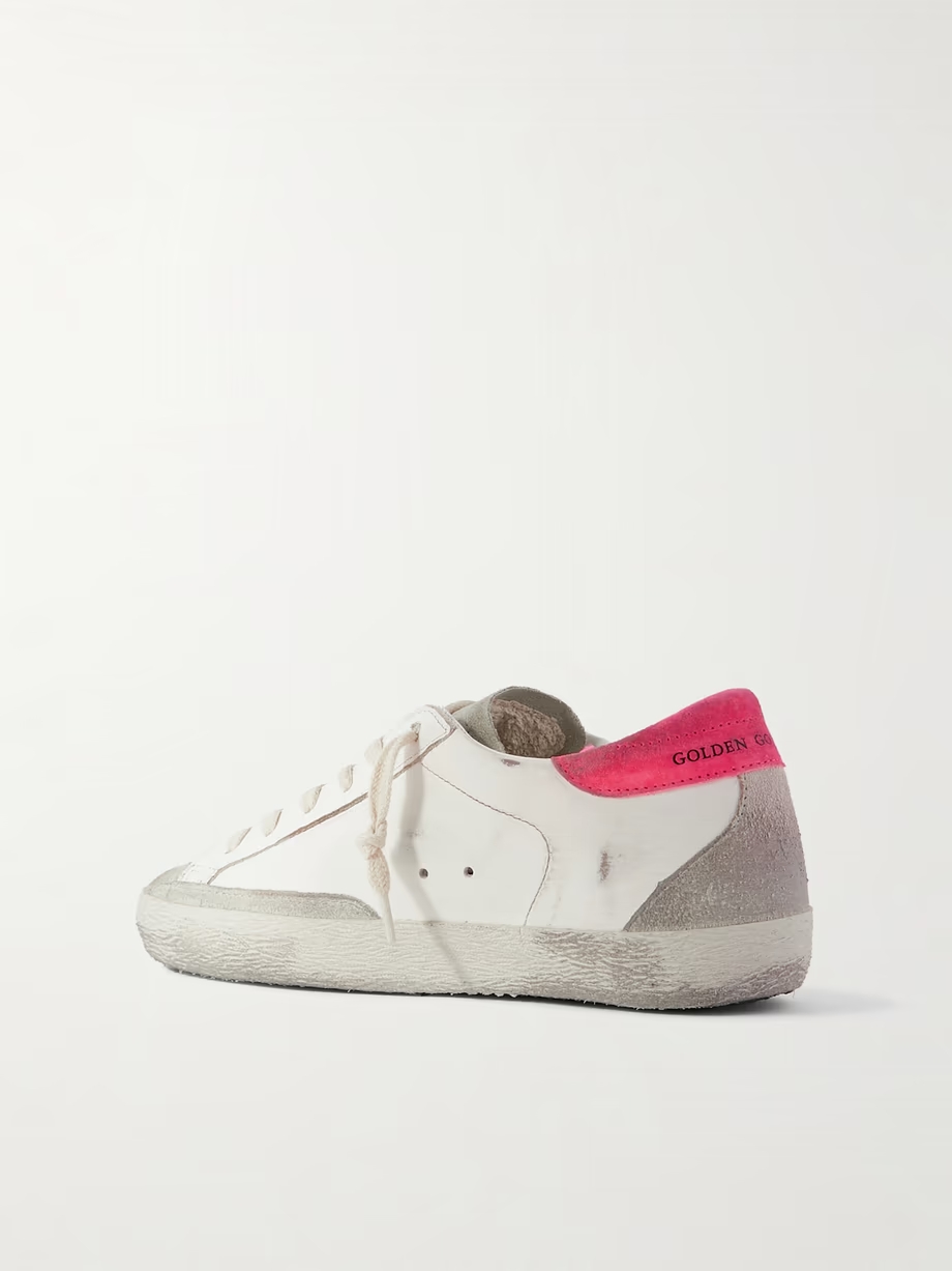 Super-Star distressed suede-trimmed leather sneakers Super-Star distressed suede-trimmed leather sneakers