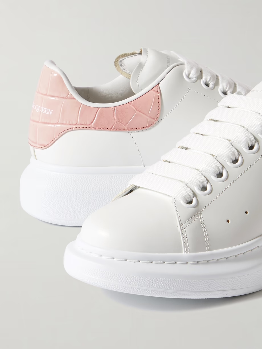 Leather exaggerated-sole sneakers