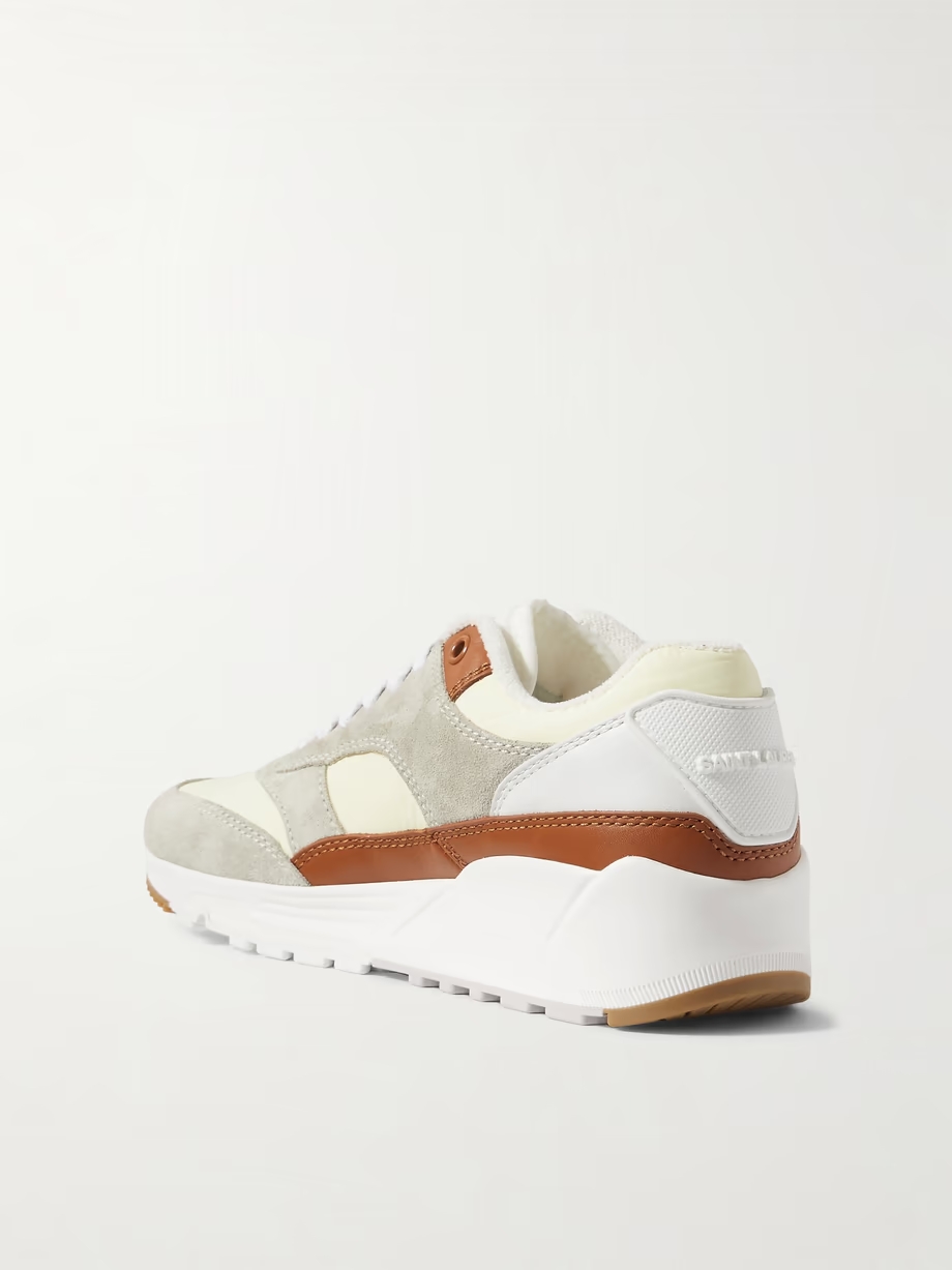 Bump rubber-trimmed shell, leather and suede sneakers Bump rubber-trimmed shell, leather and suede sneakers
