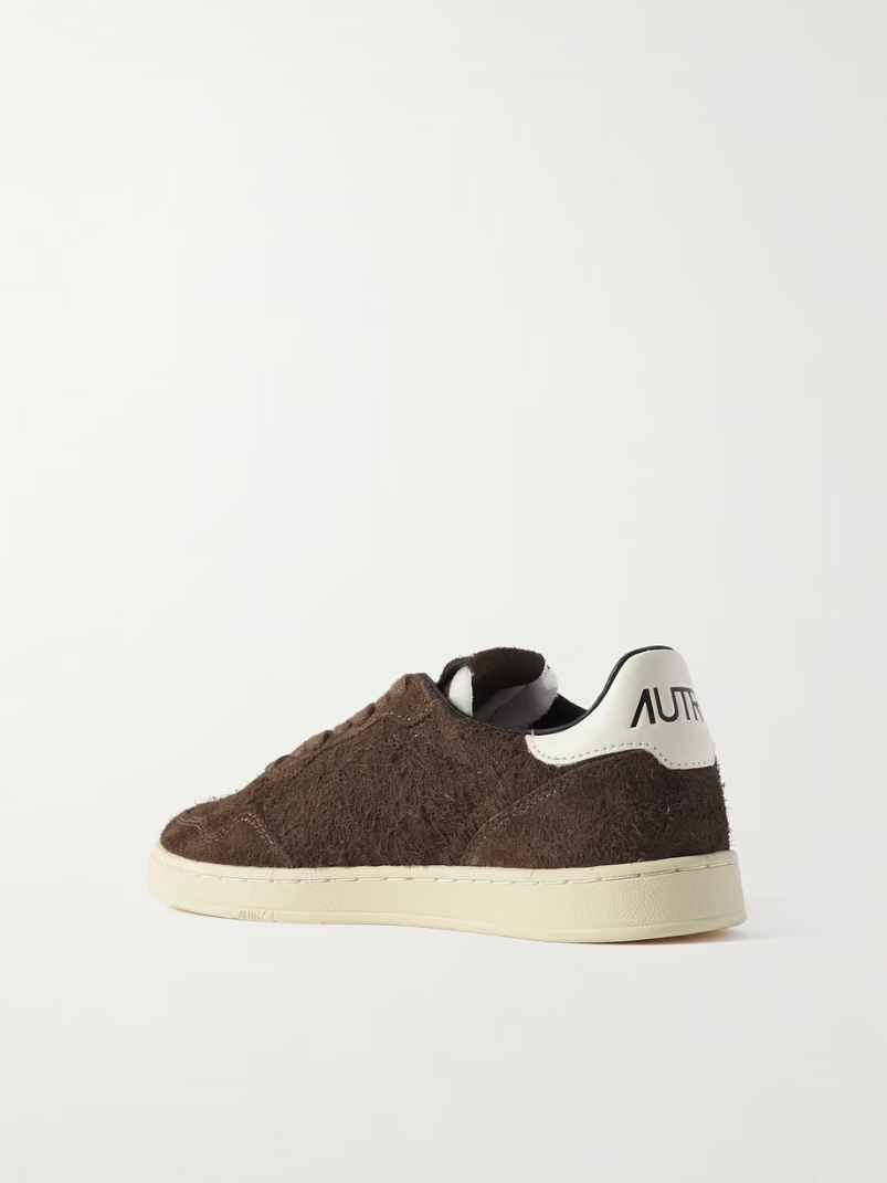Flat Low leather-trimmed suede sneakers Flat Low leather-trimmed suede sneakers