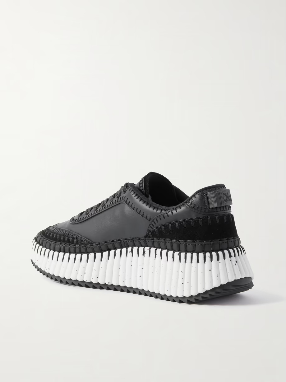 Nama embroidered suede-trimmed leather sneakers Nama embroidered suede-trimmed leather sneakers