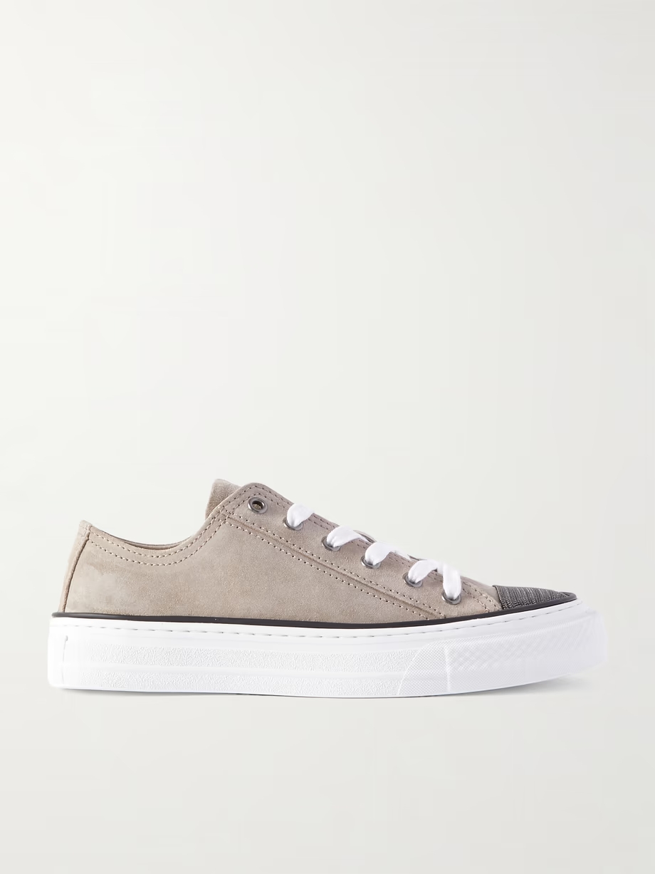 Bead-embellished suede sneakers Bead-embellished suede sneakers
