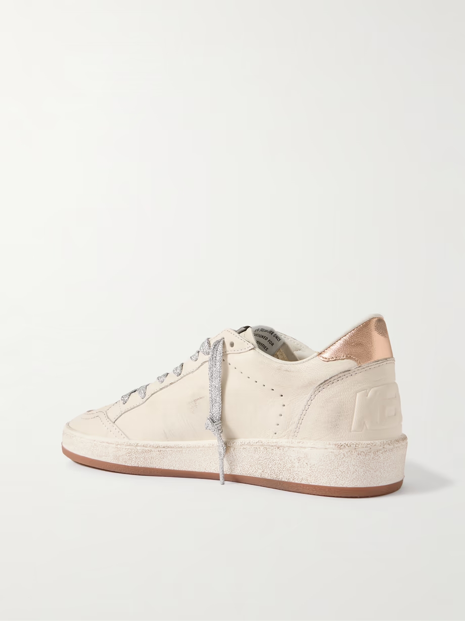 Ball Star distressed suede-trimmed leather sneakers Ball Star distressed suede-trimmed leather sneakers