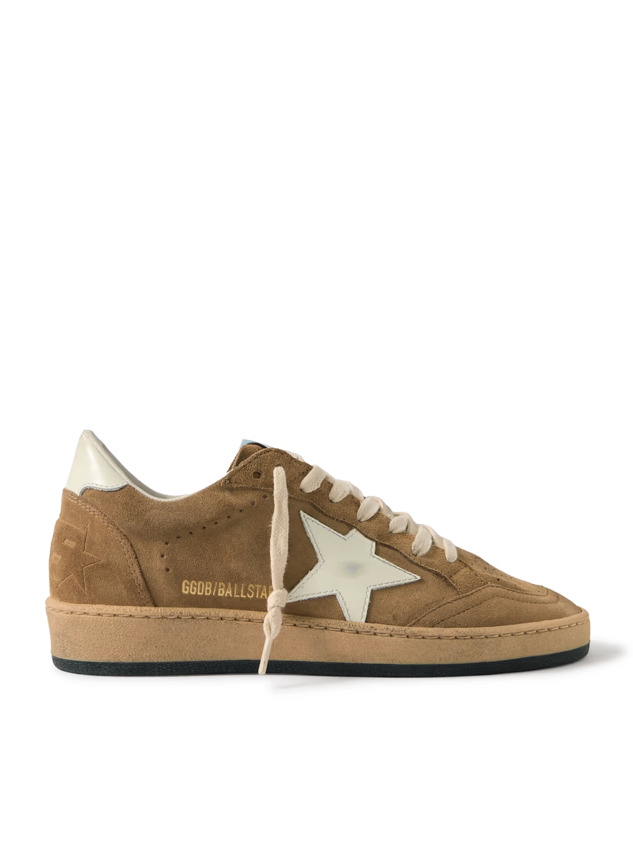 Ball Star distressed leather-trimmed suede sneakers Ball Star distressed leather-trimmed suede sneakers