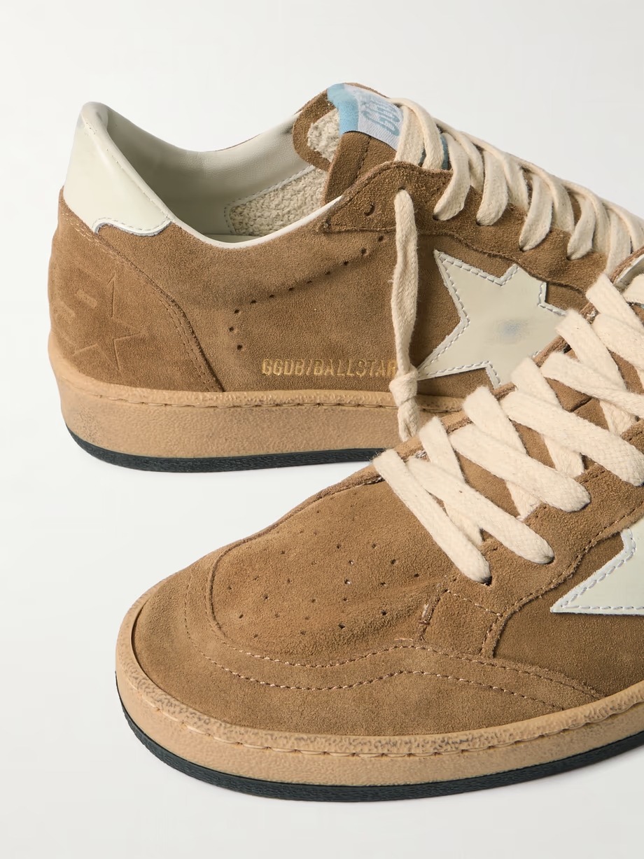 Ball Star distressed leather-trimmed suede sneakers Ball Star distressed leather-trimmed suede sneakers