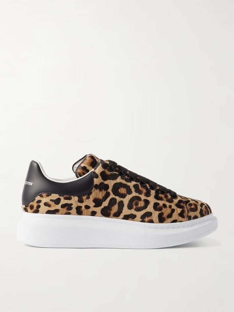 Leather-trimmed leopard-print calf hair sneakers Leather-trimmed leopard-print calf hair sneakers
