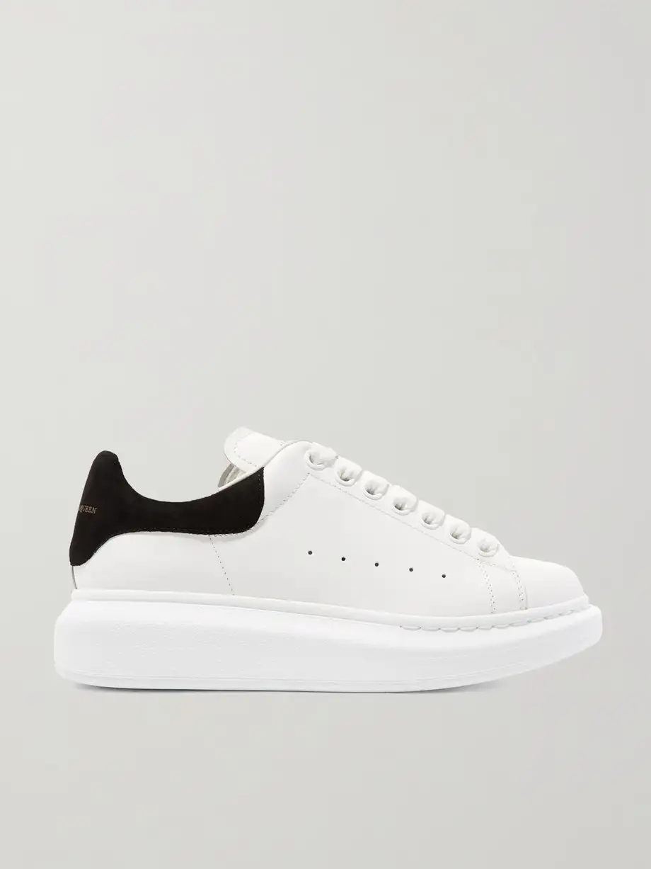 Suede-trimmed leather exaggerated-sole sneakers Suede-trimmed leather exaggerated-sole sneakers