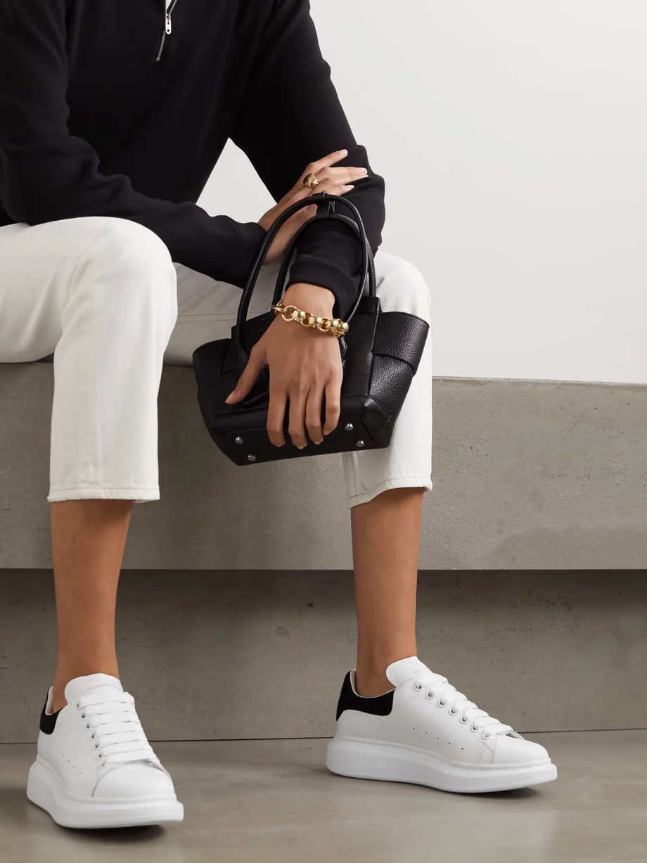 Suede-trimmed leather exaggerated-sole sneakers Suede-trimmed leather exaggerated-sole sneakers