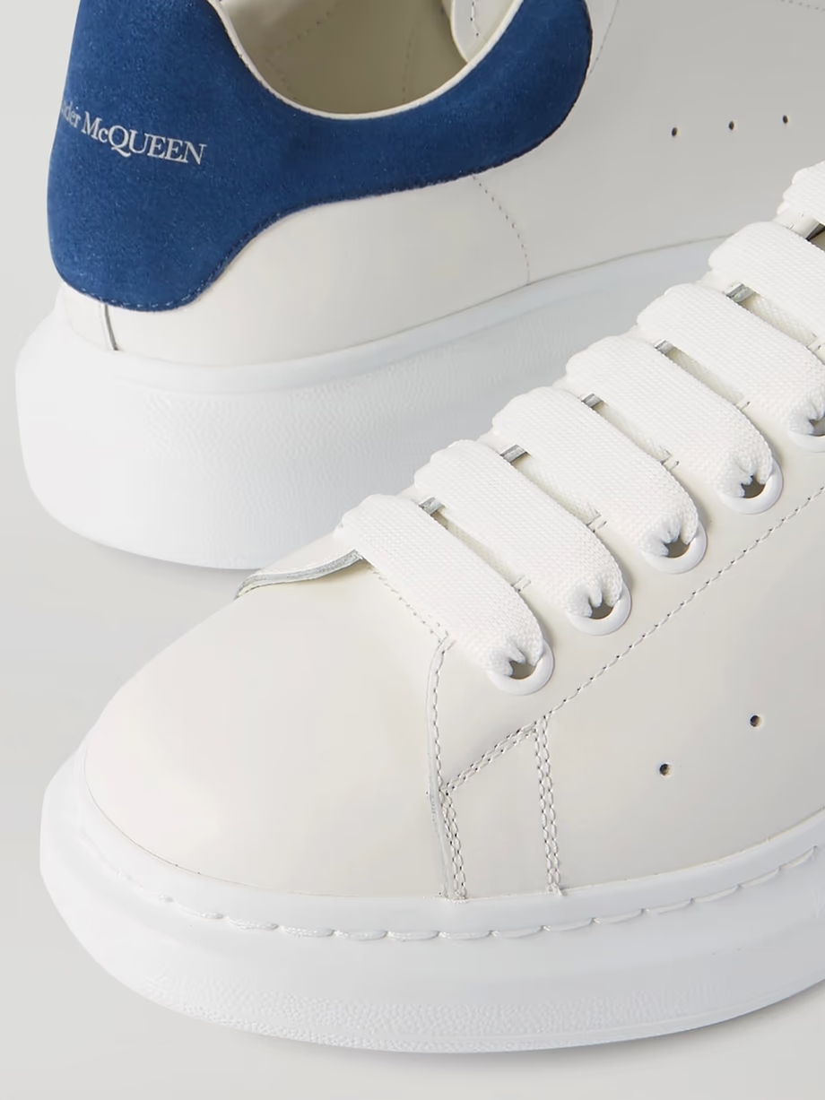 Suede-trimmed leather exaggerated-sole sneakers Suede-trimmed leather exaggerated-sole sneakers