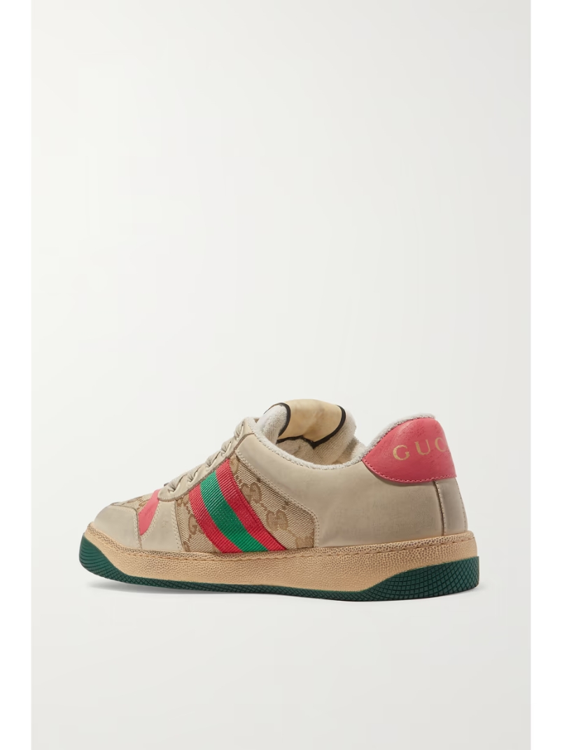 Screener logo-jacquard canvas and distressed leather sneakers Screener logo-jacquard canvas and distressed leather sneakers