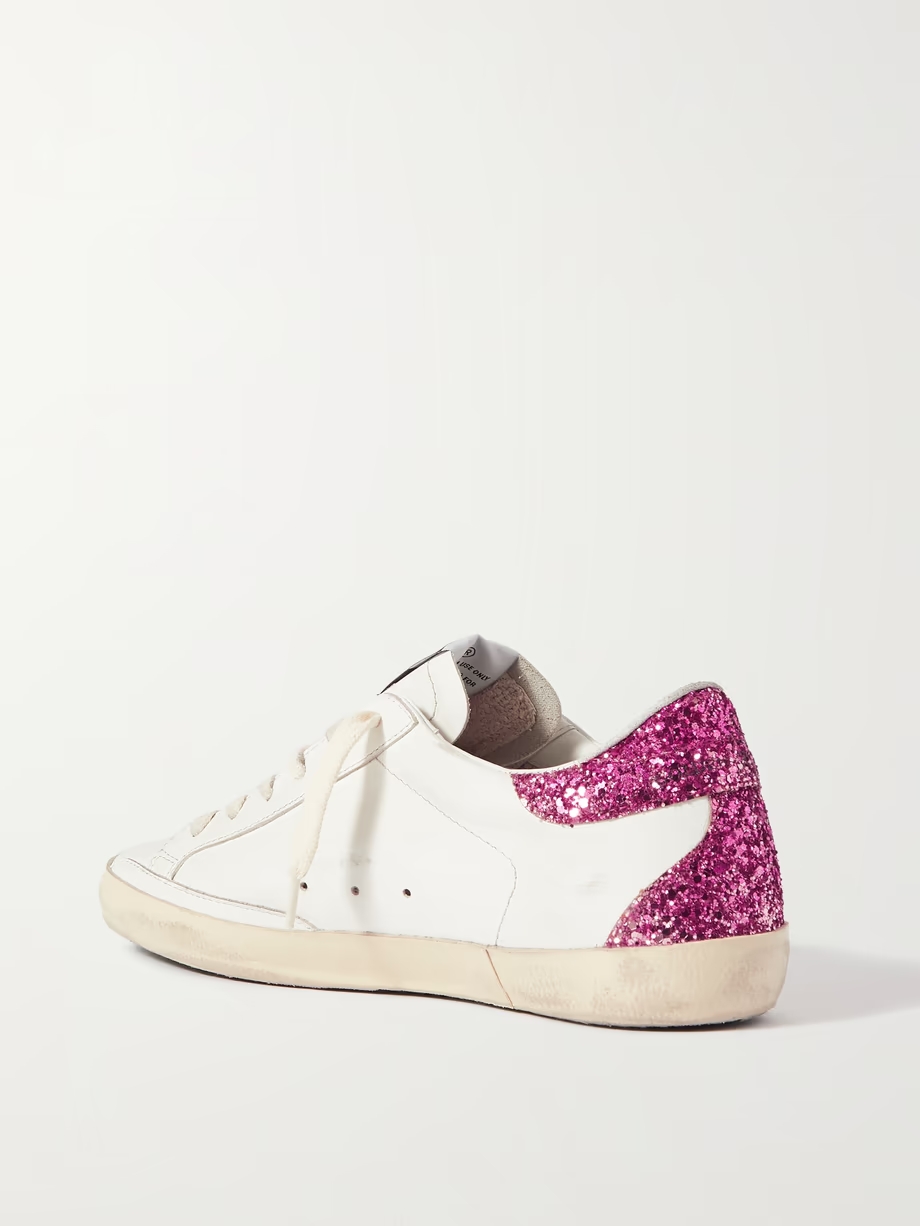 Superstar distressed glittered leather sneakers Superstar distressed glittered leather sneakers