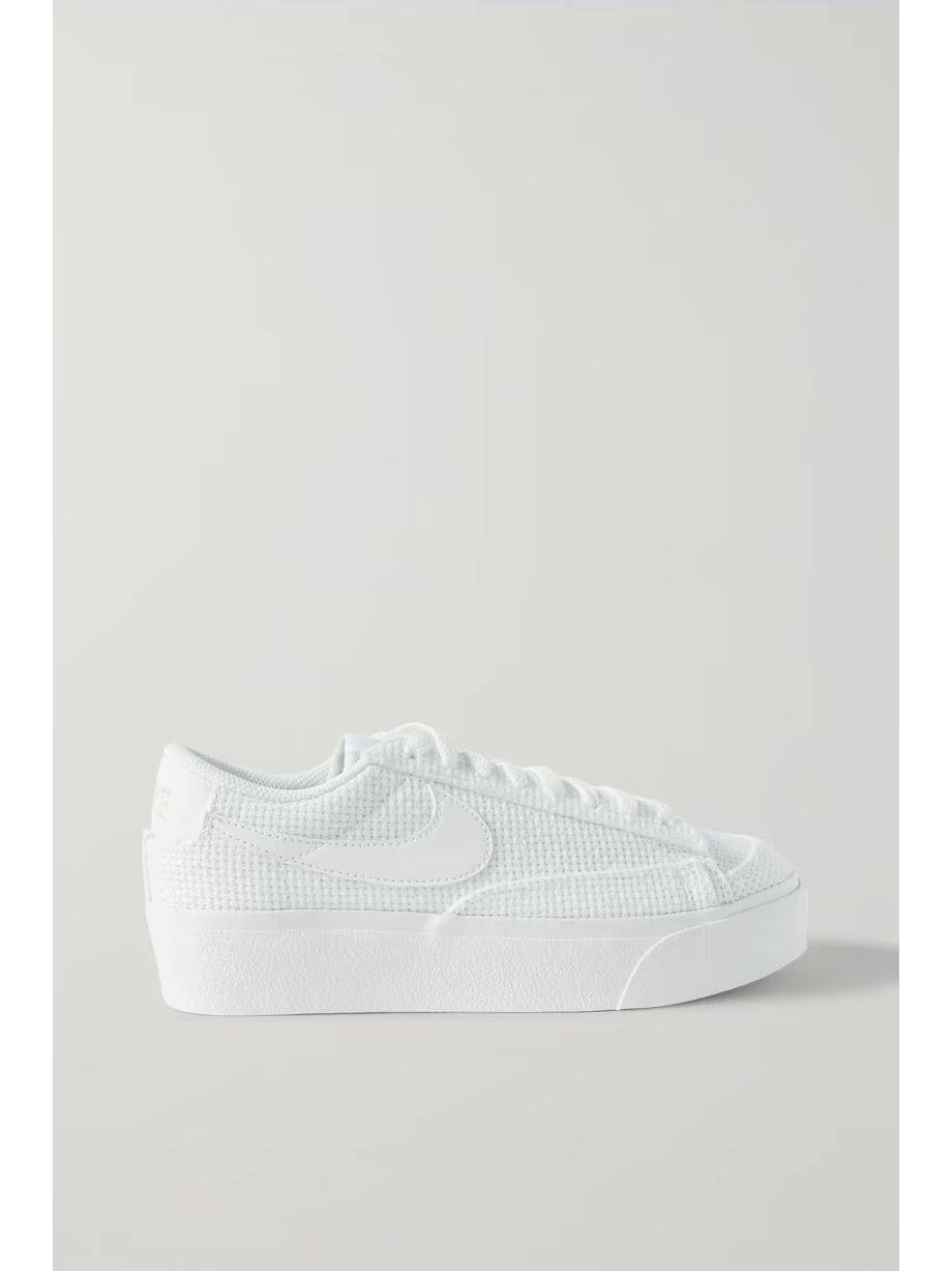 Blazer Low leather-trimmed crocheted platform sneakers Blazer Low leather-trimmed crocheted platform sneakers