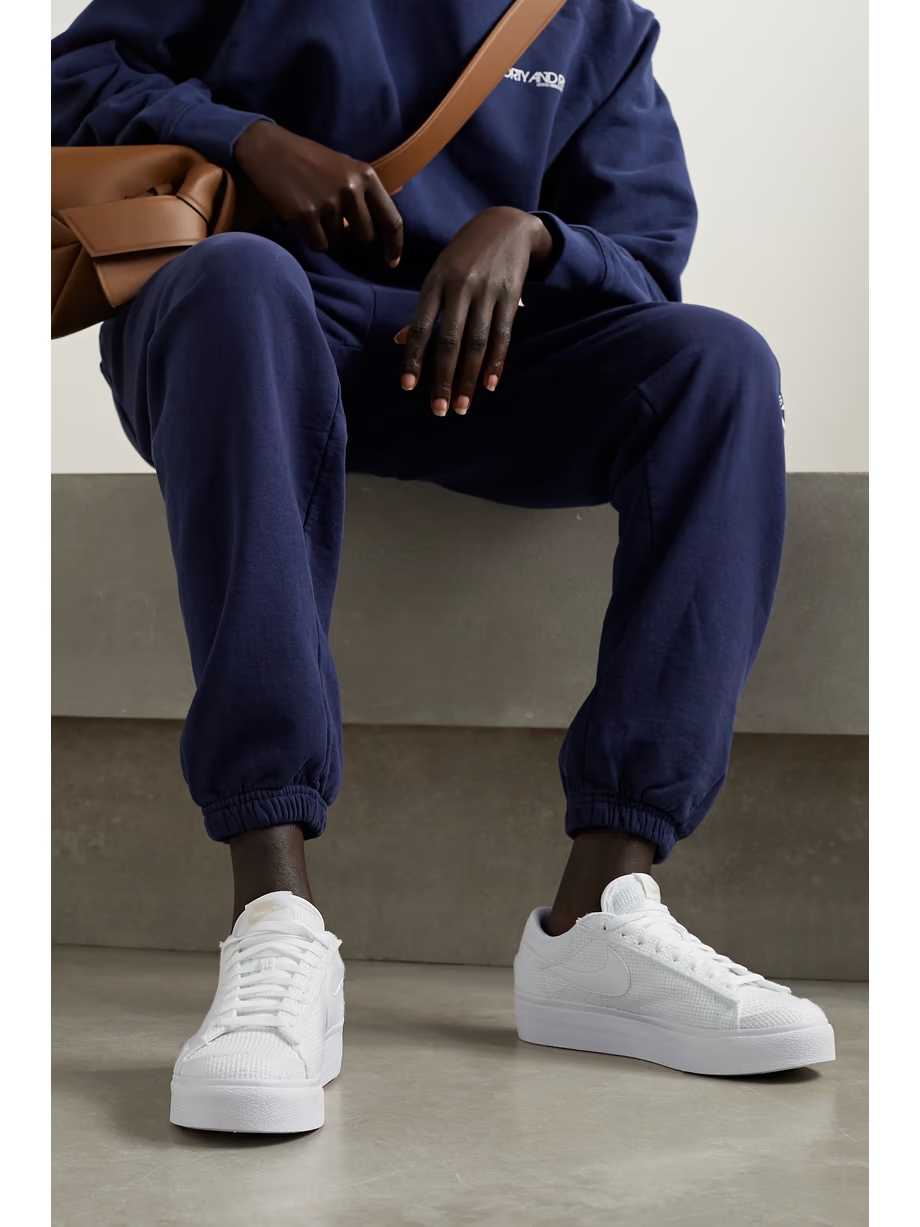 Blazer Low leather-trimmed crocheted platform sneakers Blazer Low leather-trimmed crocheted platform sneakers