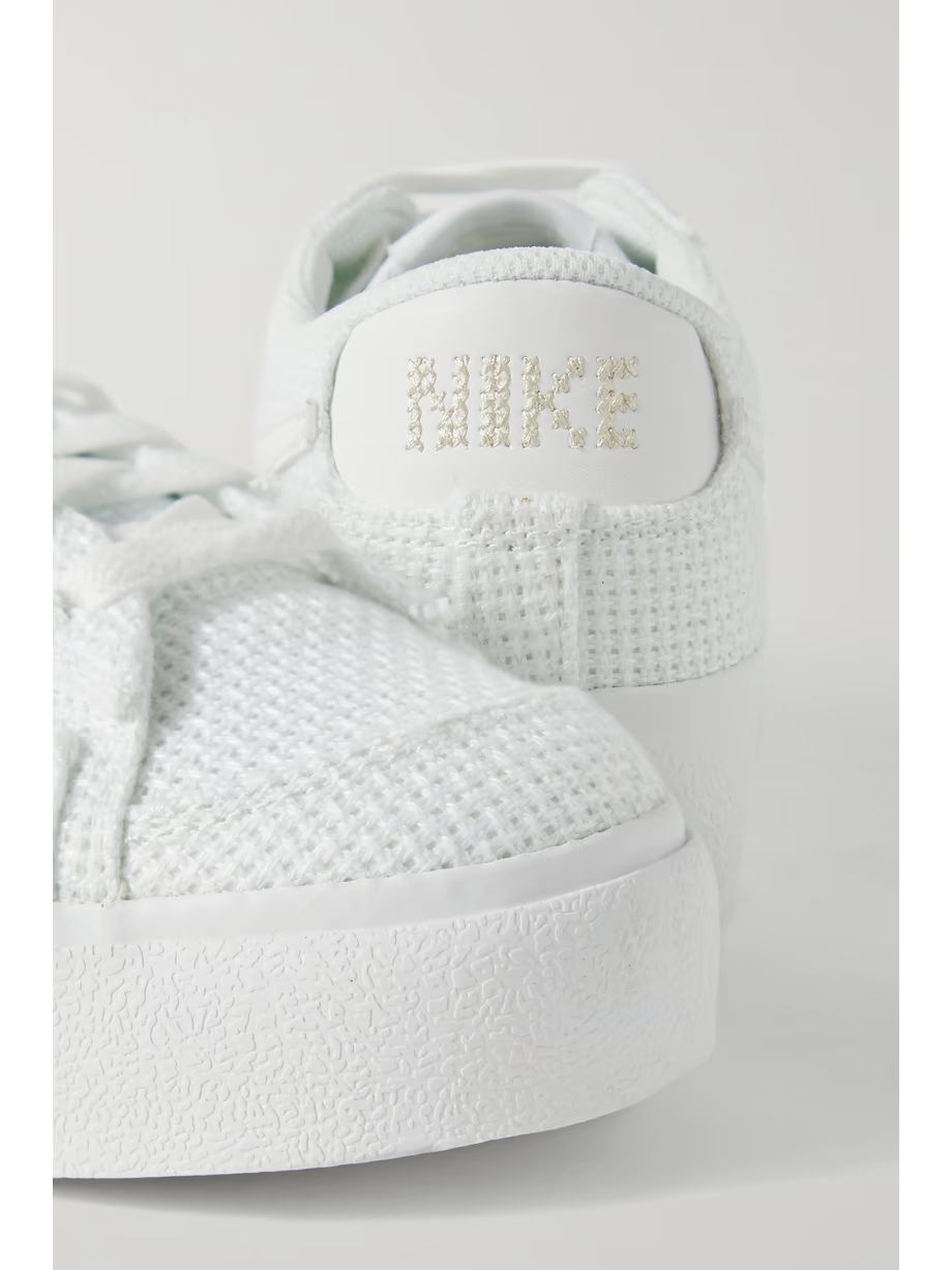 Blazer Low leather-trimmed crocheted platform sneakers Blazer Low leather-trimmed crocheted platform sneakers