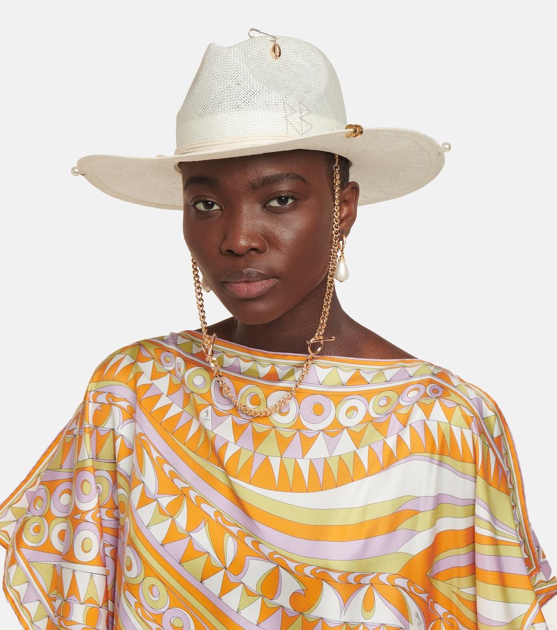 Ruslan BaginskiyEmbellished straw fedora Ruslan BaginskiyEmbellished straw fedora