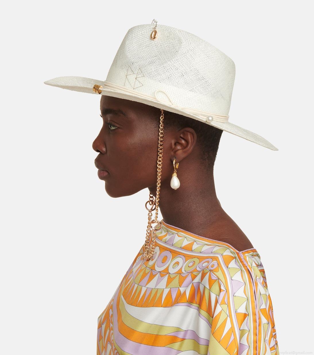 Ruslan BaginskiyEmbellished straw fedora Ruslan BaginskiyEmbellished straw fedora