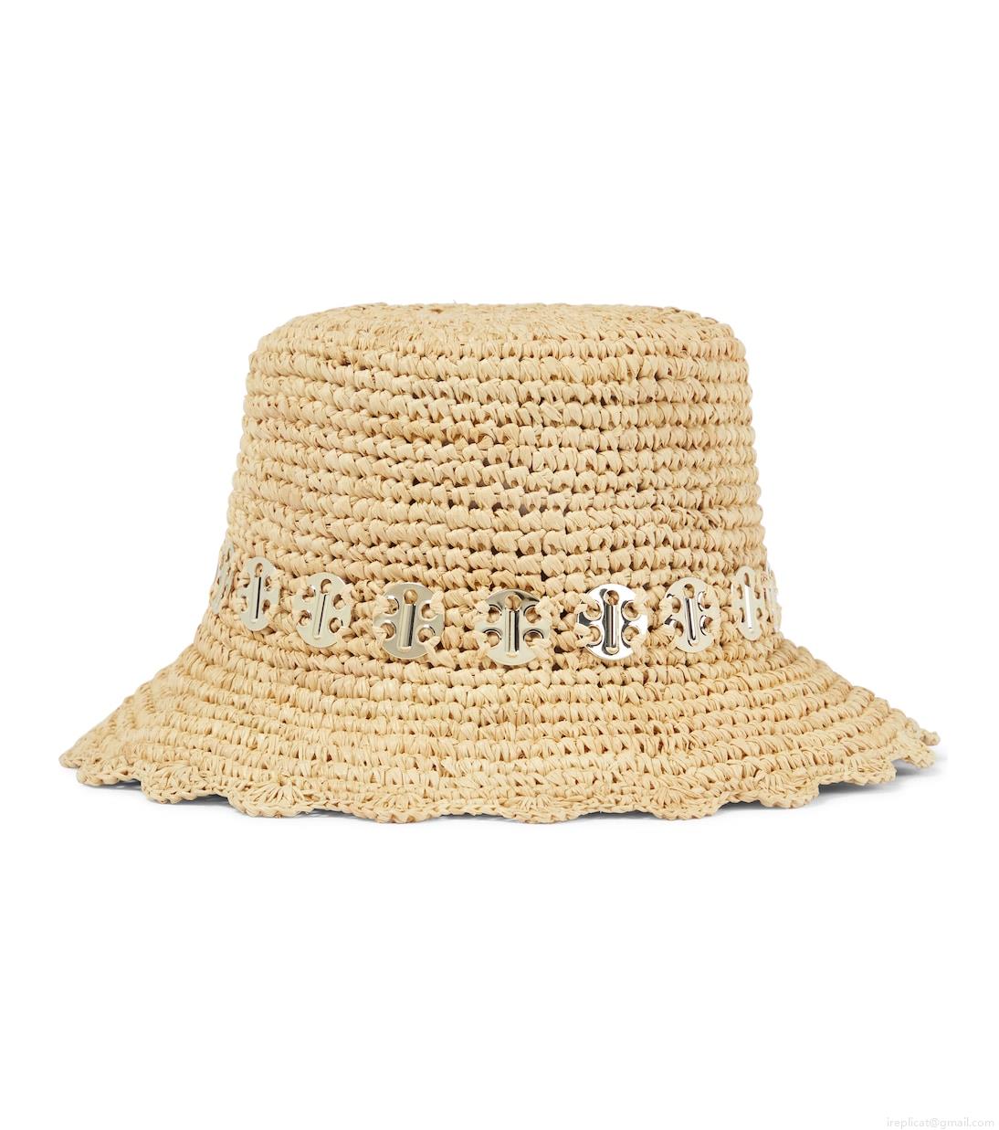 RabanneEmbellished raffia bucket hat RabanneEmbellished raffia bucket hat