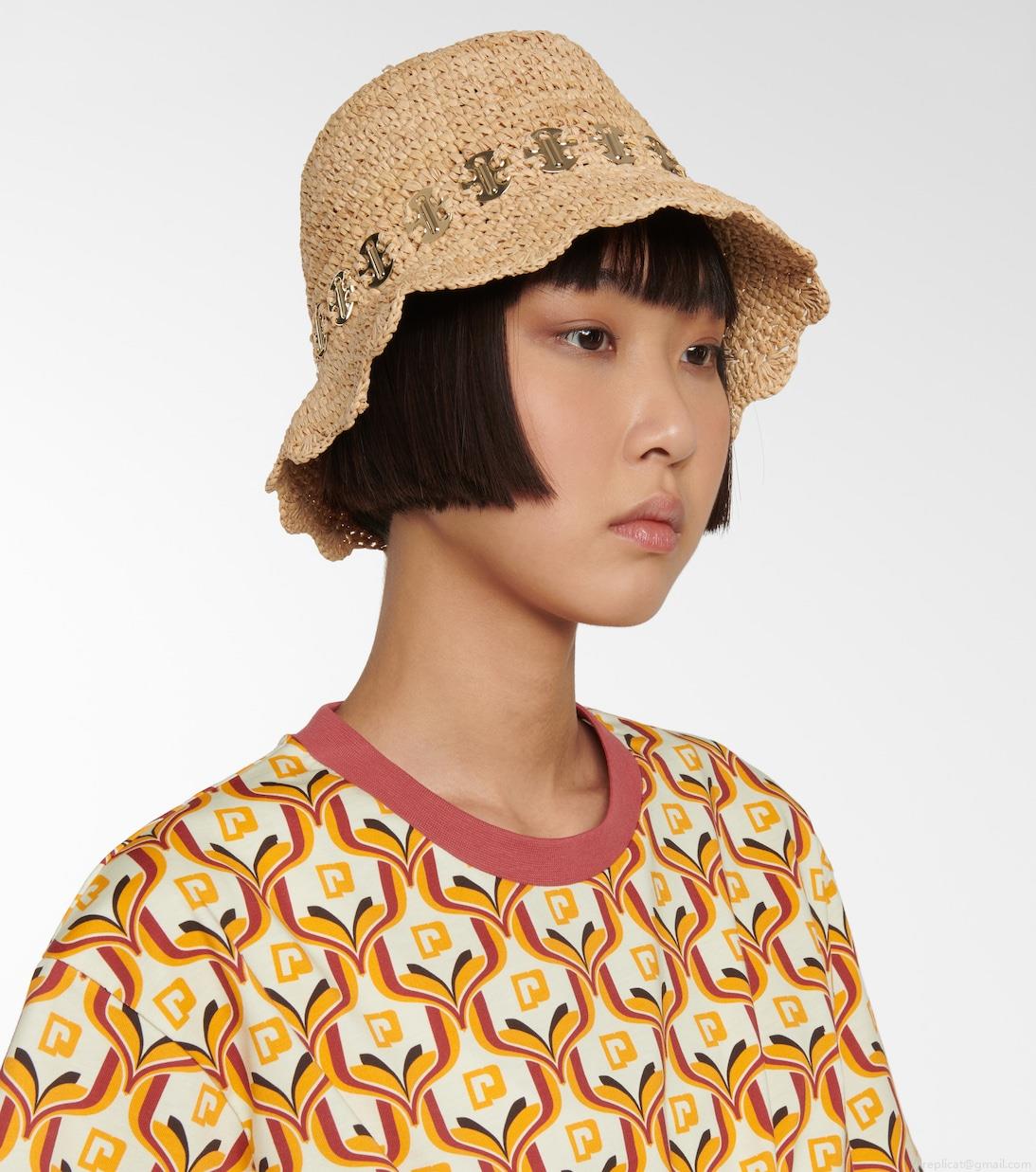 RabanneEmbellished raffia bucket hat RabanneEmbellished raffia bucket hat