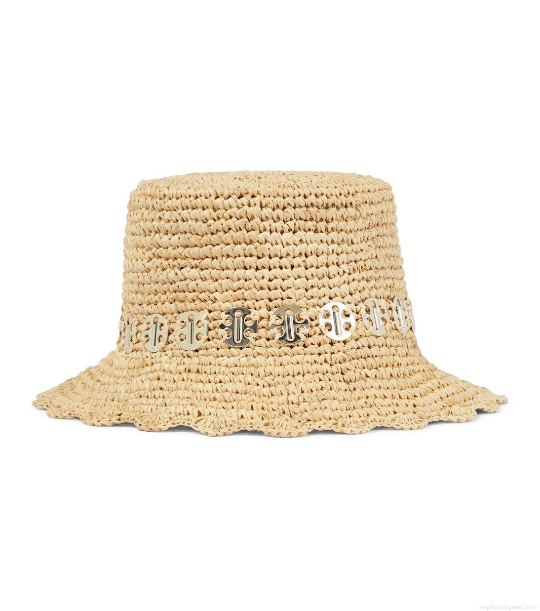 RabanneEmbellished raffia bucket hat RabanneEmbellished raffia bucket hat