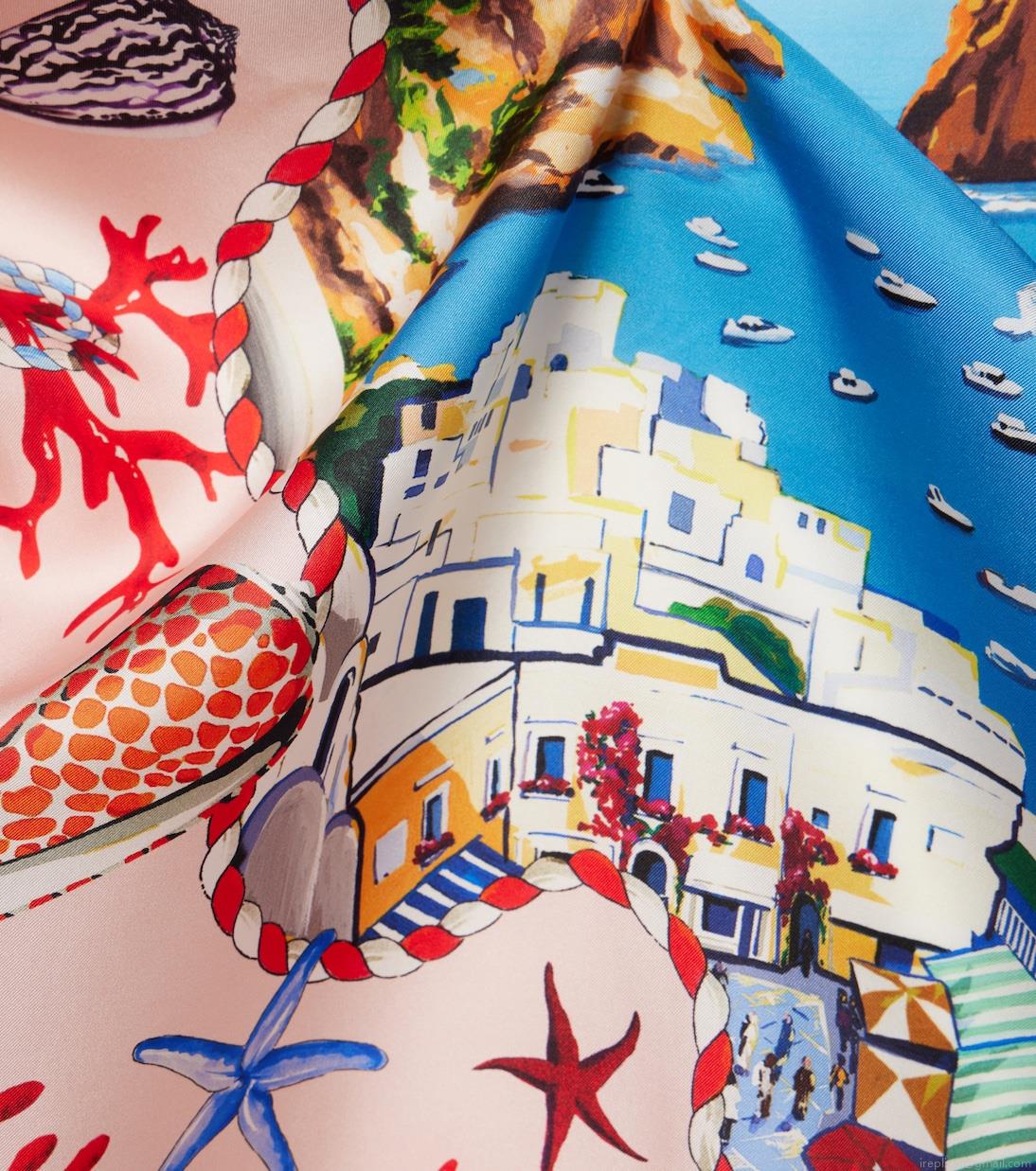 Dolce&GabbanaCapri printed silk twill scarf