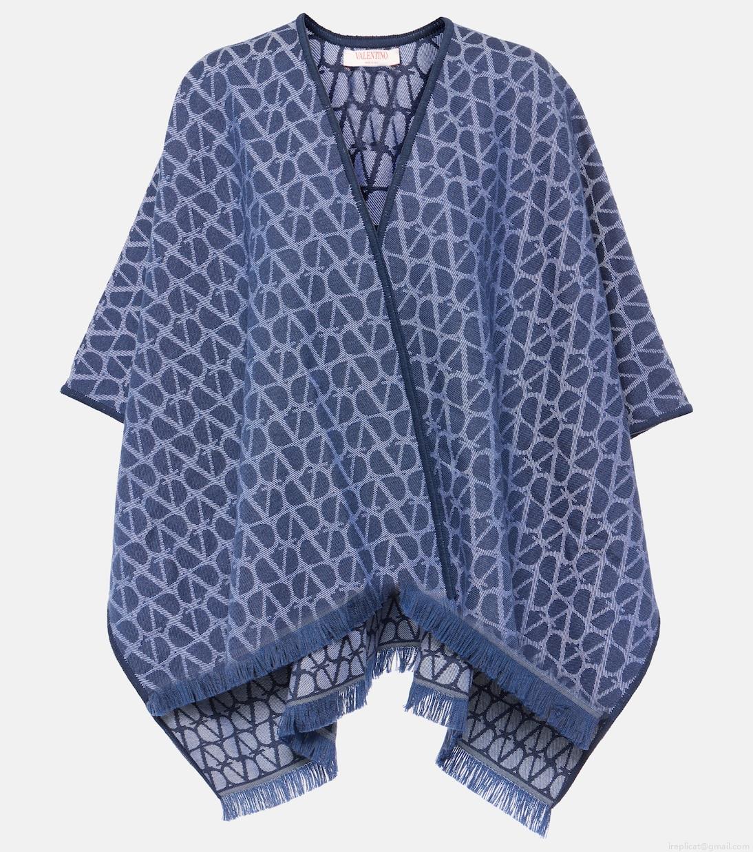 ValentinoToile Iconographe jacquard wool poncho