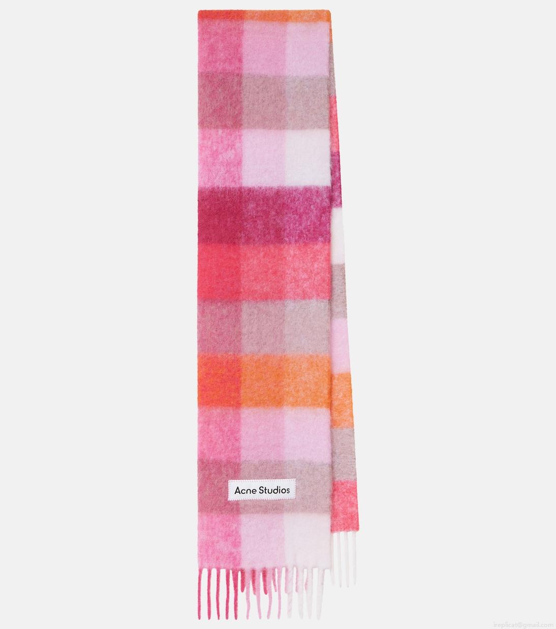 Acne StudiosLogo checked wool-blend scarf Acne StudiosLogo checked wool-blend scarf